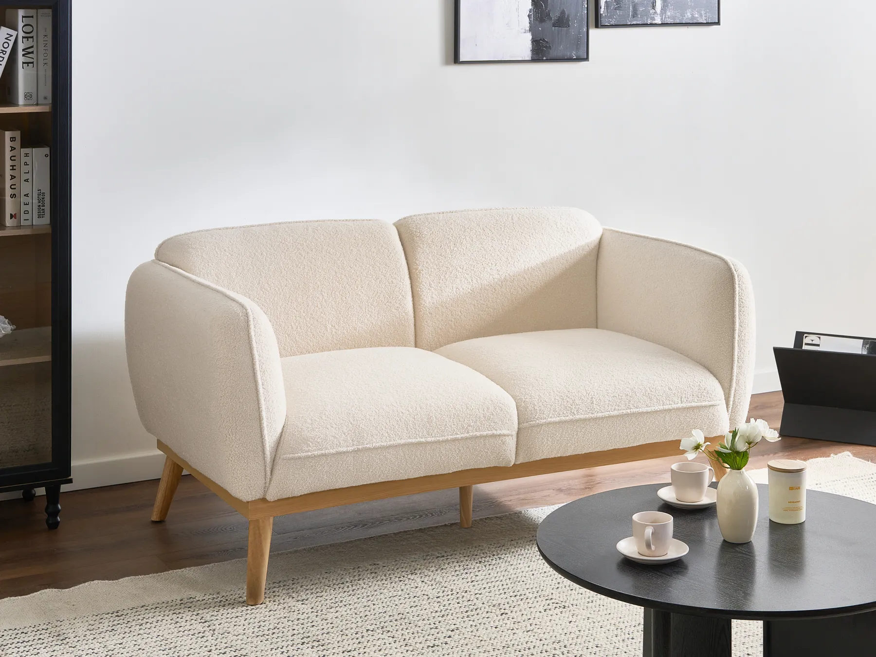 Sofa 2 Seater LJUNG Boucle Light Beige_1076446