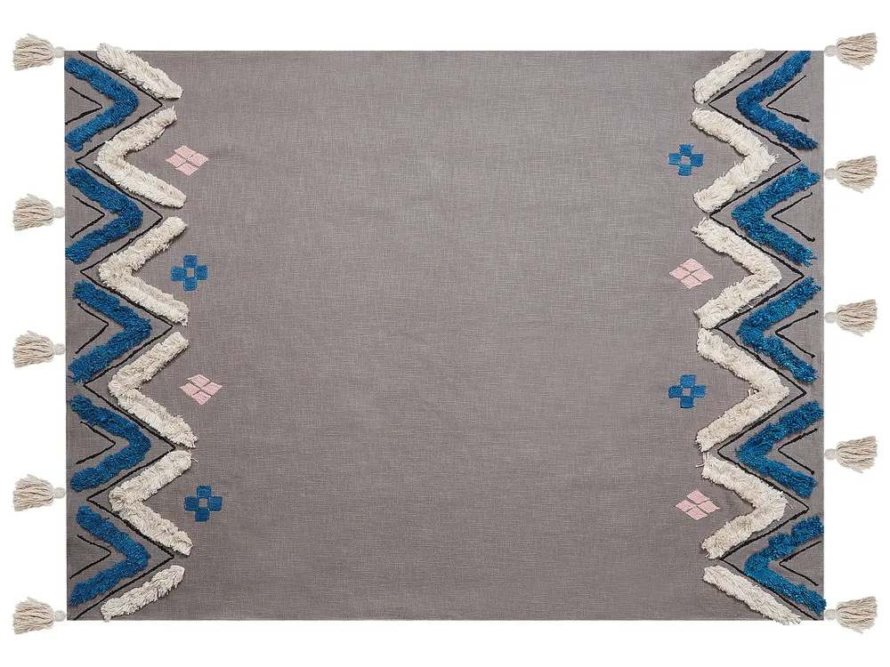 Kuscheldecke KOTTAYAM Baumwolle 130 x 180 cm Grau_829399