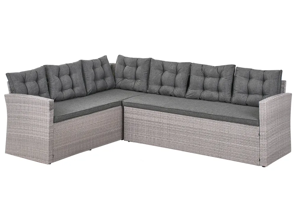 Garten Ecksofa 8-Sitzer VITERBO Polyrattan Grau_988441
