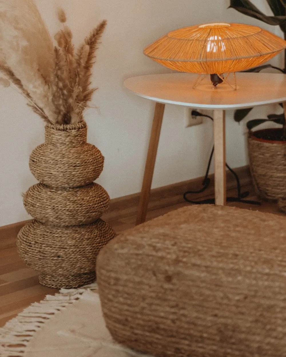 Teppich HARRAN Hellbeige ø 140 cm Baumwolle_975074