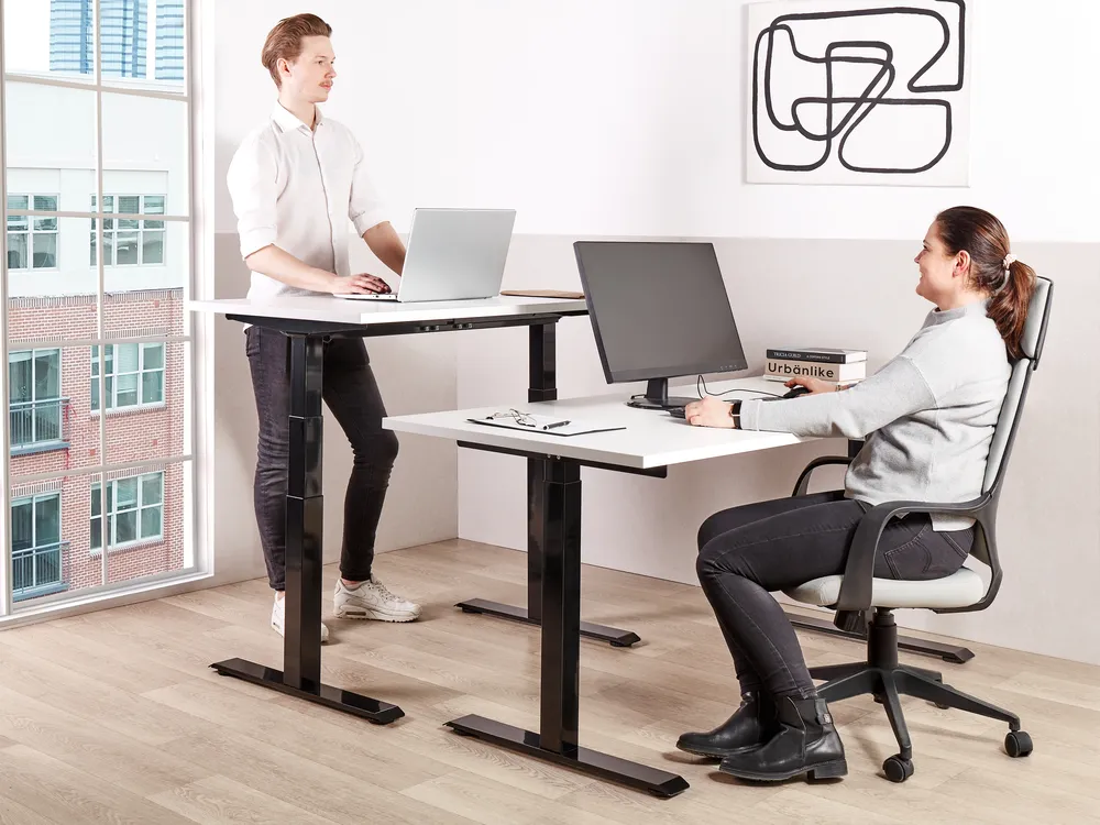 Schreibtisch elektrisch höhenverstellbar DESTINES 120 cm 72 cm Weiß / Schwarz