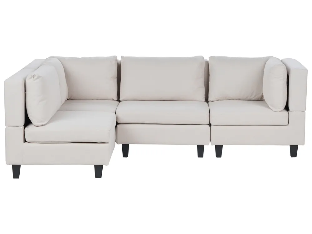 Modular Corner Sofa 4 Seater UNSTAD Fabric Light Beige Right Hand