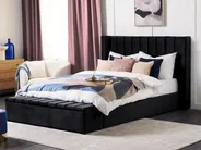 Waterbed with Storage Bench NOYERS Velvet Black 180 x 200 cm (EU Super King)_915016