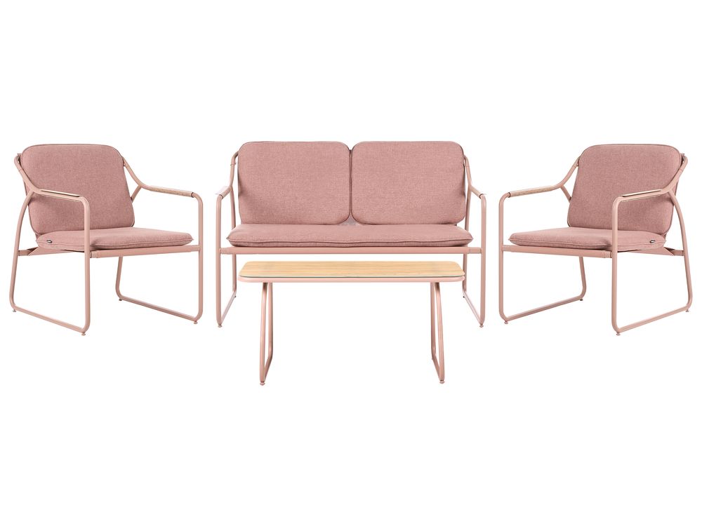 Garden Lounge Set with Table 4 Seater CALASCIO Metal Brown