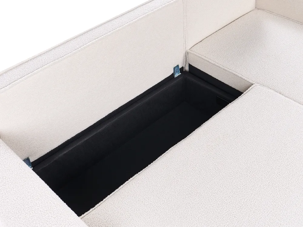 Eckschlafsofa 3-Sitzer EDANE mit Stauraum Bouclé Cremeweiß linksseitig_1057065