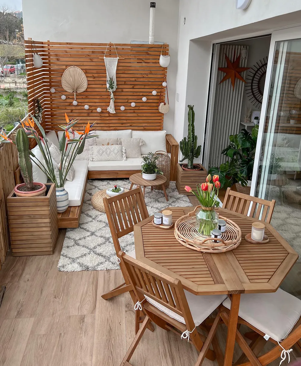 Garten Ecksofa 5-Sitzer MARETTIMO zertifiziertes Akazienholz Cremeweiß rechtsseitig_857577