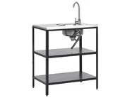 Outdoor-Küche 4er Set mit Spüle VILAMA Schwarz Metall_872623