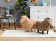 Animal Stool HORSE Horse Faux Leather Light Brown_783192