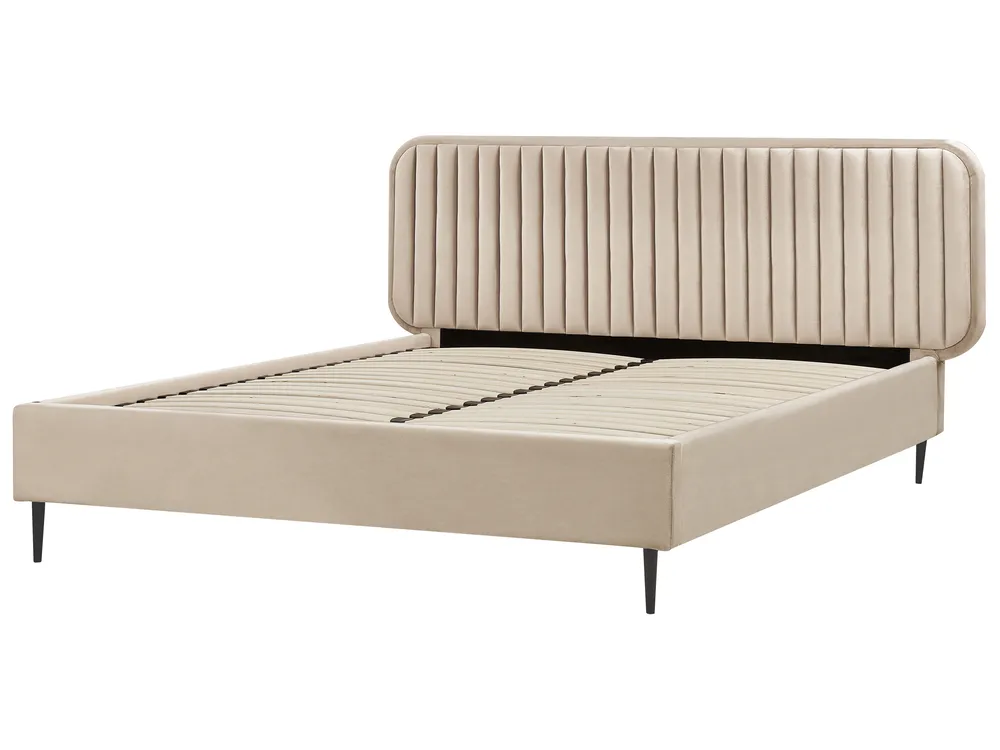 Bett mit Lattenrost Samtstoff BRIN 160 x 200 cm Taupe_942117