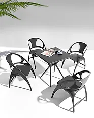 Set of 4 Garden Chairs NEMI Folding Black_1171449