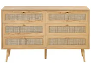 Kommode mit 6 Schubladen PEROTE Rattan Hellbraun_841328