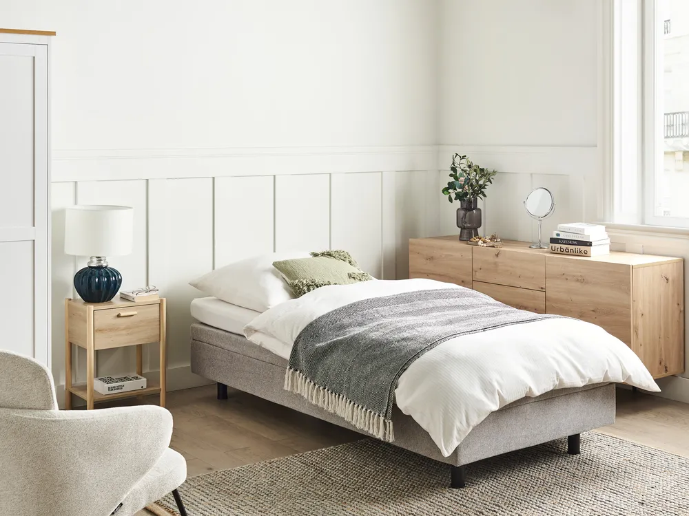 Verstellbares Bett ohne Kopfteil Stoff DUKE II 90 x 200 cm Hellgrau