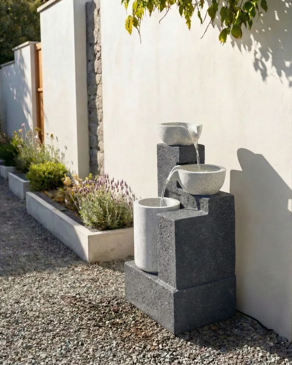 Gartenbrunnen LED NAGAMI Grau