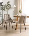 Esszimmerstuhl 2er Set MELROSE Samtstoff Taupe