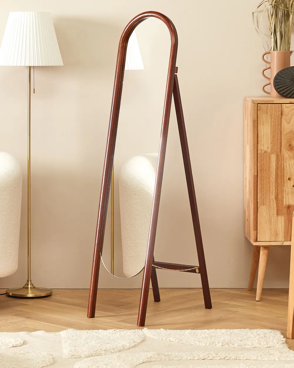Standspiegel CHELLES 150 cm Paulownia-Holz Dunkelbraun