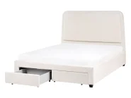 Bed with Storage Drawers SARDENT Boucle Off-White 140 x 200 cm (EU Double)_1009086