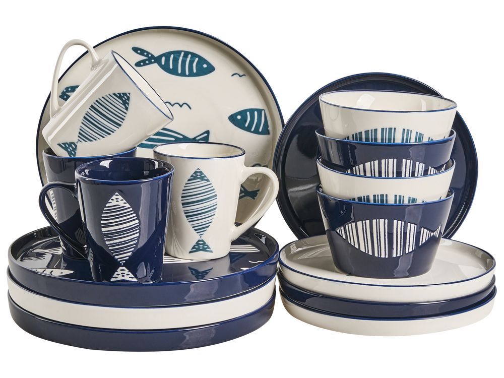 Set od 16 komada posuđa TAMARIND Porcelan bijelo/plavo