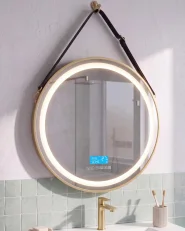 LED-Badezimmer-Spiegel DAROIS 60 cm 60 cm mit Bluetooth-Lautsprecher Gold_1144177