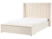 Wasserbett mit Stauraumbank NOYERS Samtstoff Cremeweiß 140 x 200 cm_1036743