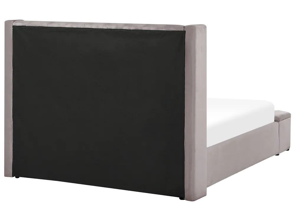 Bett mit Stauraumbank NOYERS Samtstoff Grau 140 x 200 cm_920483