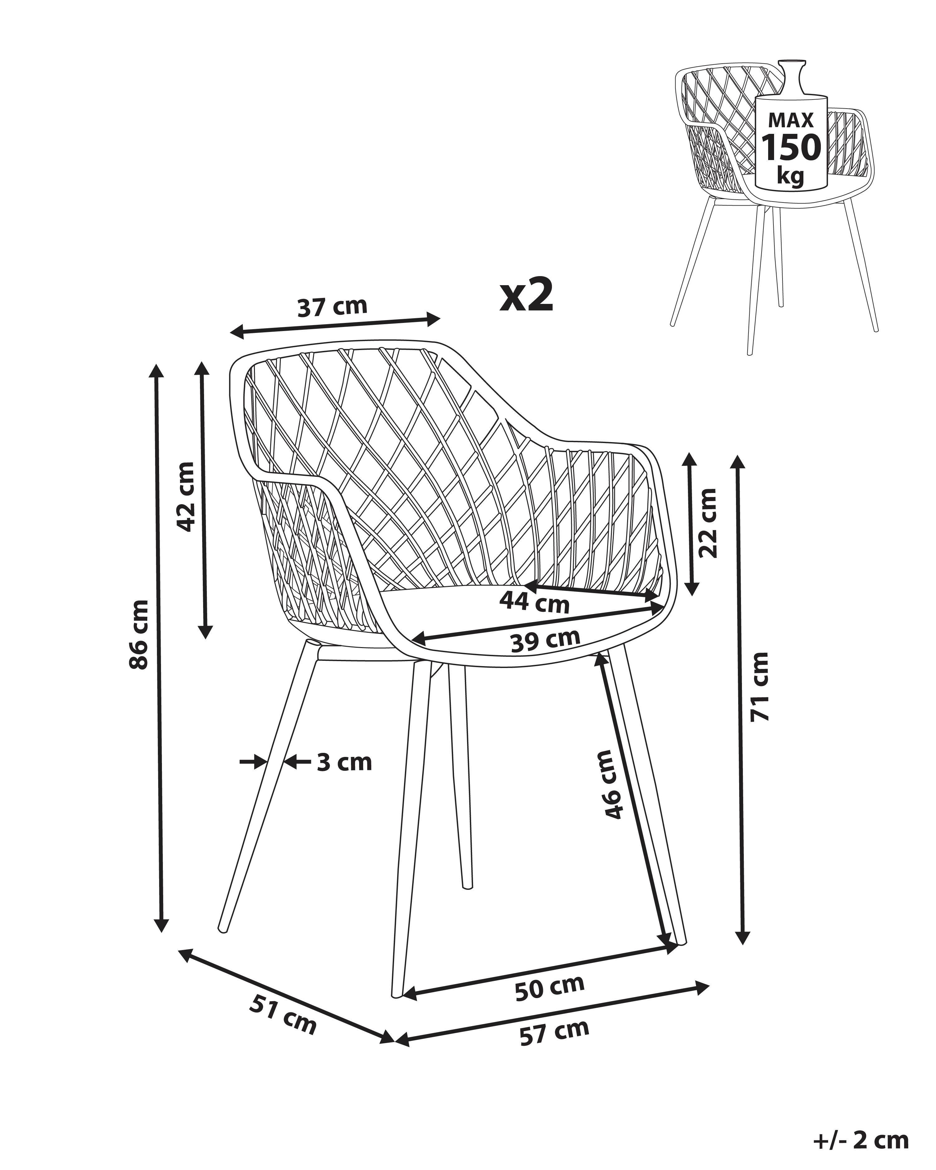 Set of 2 Dining Chairs NASHUA Black_805000