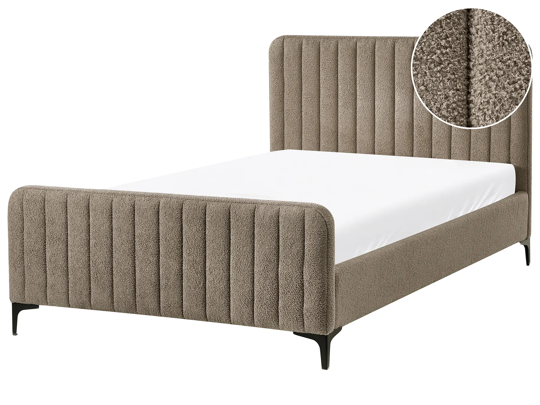 Bed Boucle LUNAN 120 x 200 cm (EU Small Double) Taupe_1029140