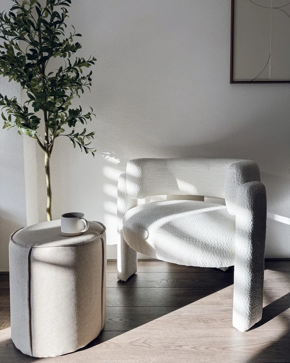 Pouffe SEDONA Faux Linen Beige_1023815