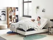 Adjustable Bed without Headboard Fabric DUKE II 160 x 200 cm (EU King Size) Light Beige_952205