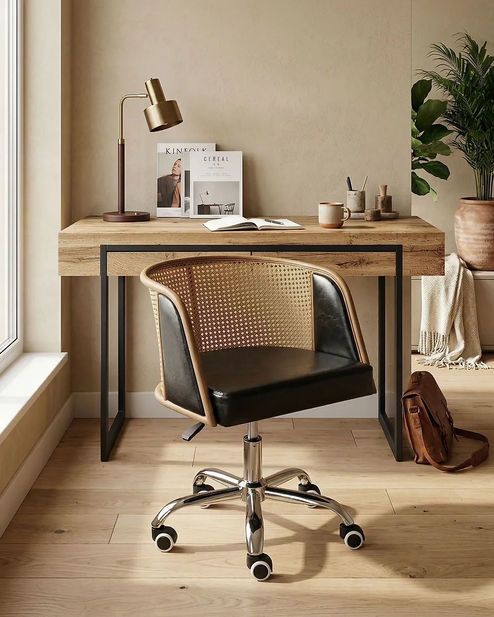 Desk Chair ELKHART Faux Leather Black_1184105