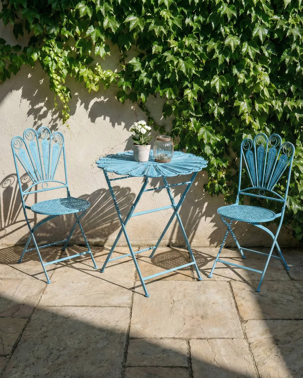 Gartenstuhl 2er Set PAVIA klappbar Metall Blau