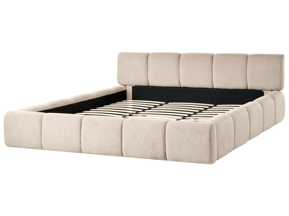 Bett mit Lattenrost Stoff ORVILLE 180 x 200 cm Taupe_1025808