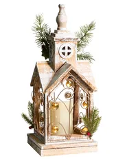 LED Laterne SYVANSI 46 cm Weihnachtsmotiv Hellbraun_1028119
