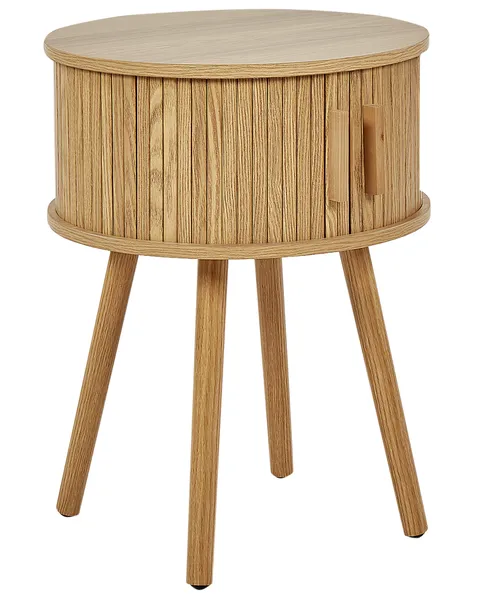 Table D'appoint Beliani Brant - Teck Rustique Cylindrique - Hauteur 45cm