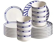 Tafelservice 24-teilig SHISO Porzellan Weiß / Blau_1064159
