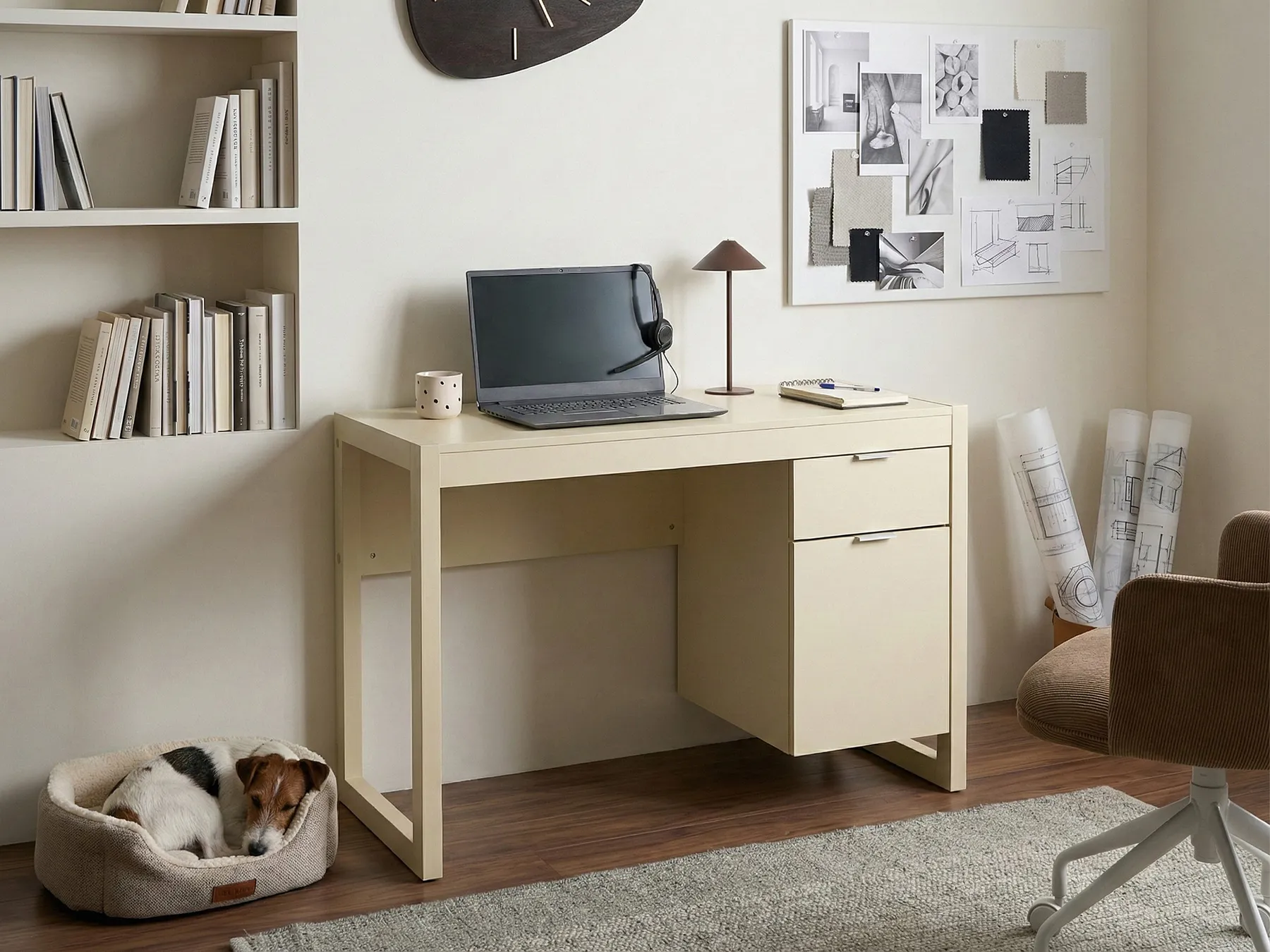 Home Office Desk JOHNSON 112 cm 50 cm Light Beige_1057298
