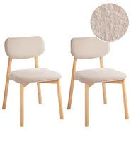Esszimmerstuhl 2er Set MILLS Bouclé Hellbraun / Hellbeige_975920