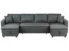 U-Shape Sofa Bed 5 Seater SOMMEN with Storage Fabric Dark Grey