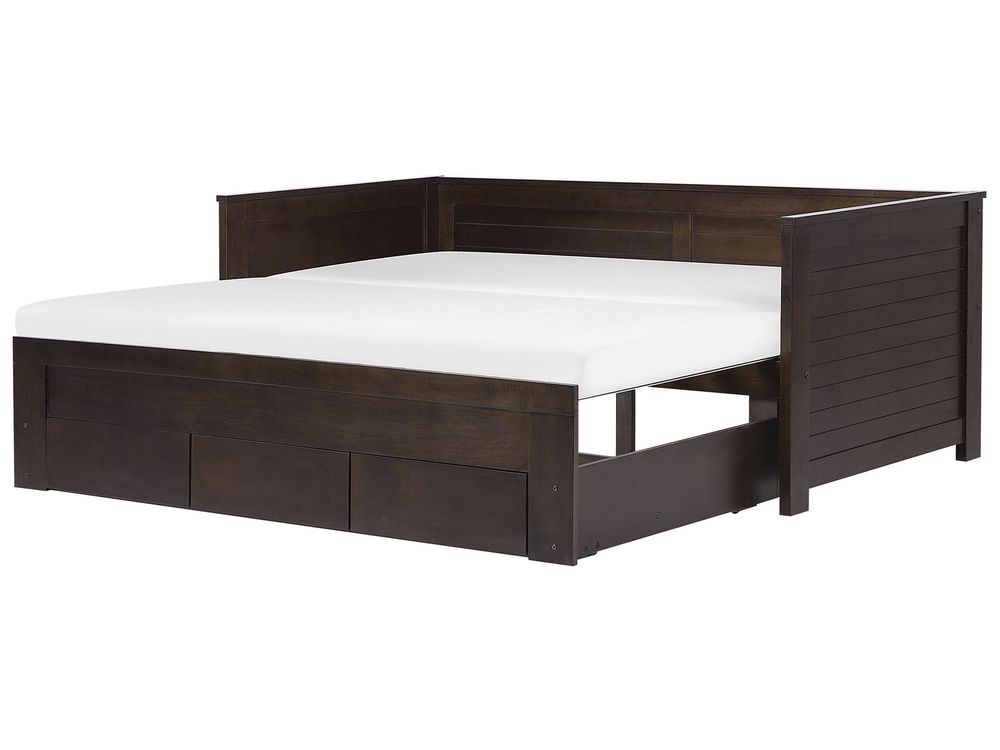Lit avec tiroirs de rangement Bois CAHORS 90 x 200 cm Marron foncé