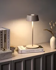 Kabellose LED Tischlampe GUDER mit Dimmer Metall Beige_1042256