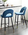 Set mit 2 Barstühlen FALTON Samtstoff Blau