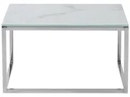 Set of 2 Coffee Tables BREA Tempered Glass White Marble_757559