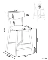 Set mit 2 Barstühlen YUMA Holz Cremeweiß / Braun_1060752