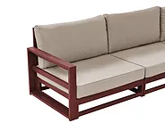 Garten Ecksofa mit Tisch 5-Sitzer TIMOR modular Akazienholz Dunkelrot Grau Beige_856553