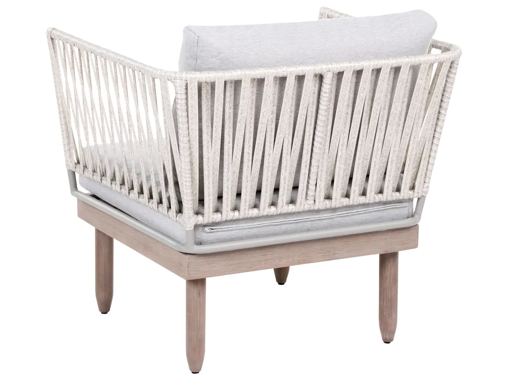Lounge Set mit Tisch 4-Sitzer CREMONA Akazienholz Braun / Grau rechtsseitig_1099548