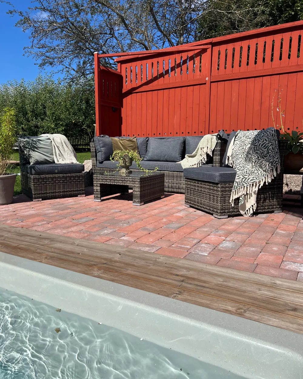 Garden Lounge Set with Table 6 Seater CORTE Modular PE Rattan Dark Brown_1017157