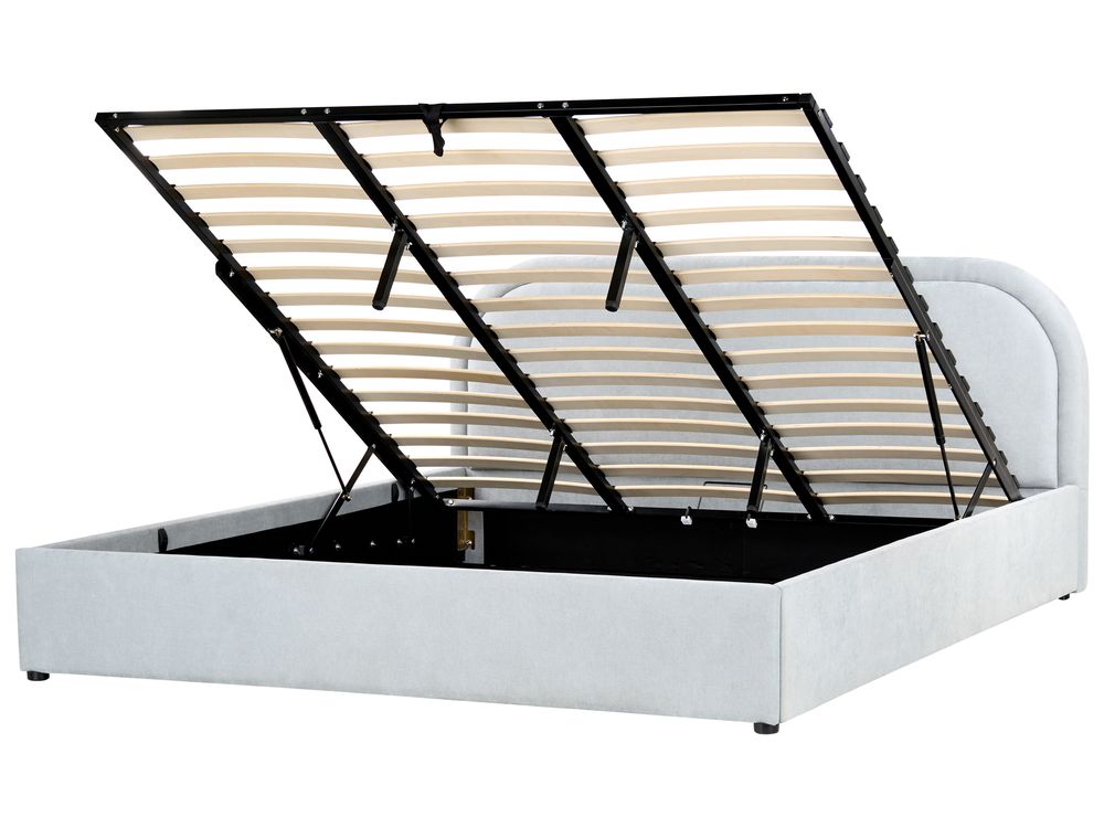 Bed met opbergruimte QUILLIEN Chenille Lichtblauw 180 x 200 cm