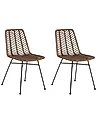 Esszimmerstuhl 2er Set DILLEY Rattan Braun
