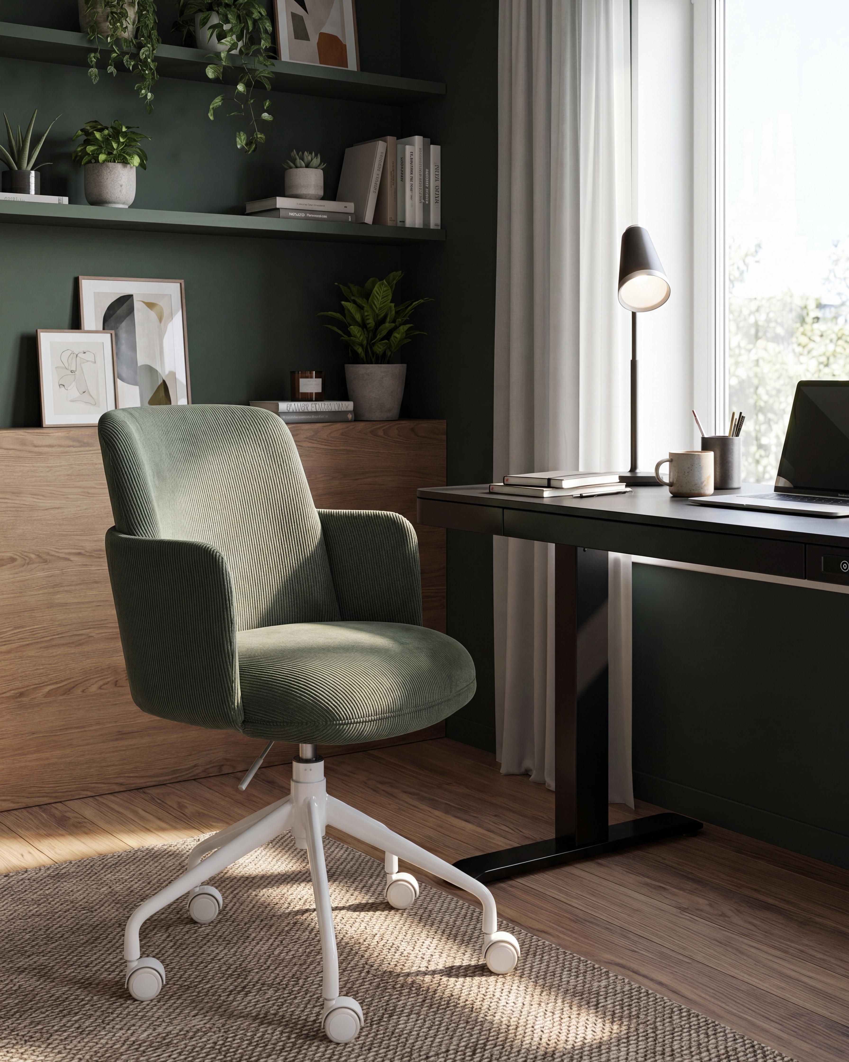 Bürostuhl DRYDEN Cord Dunkelgrün
