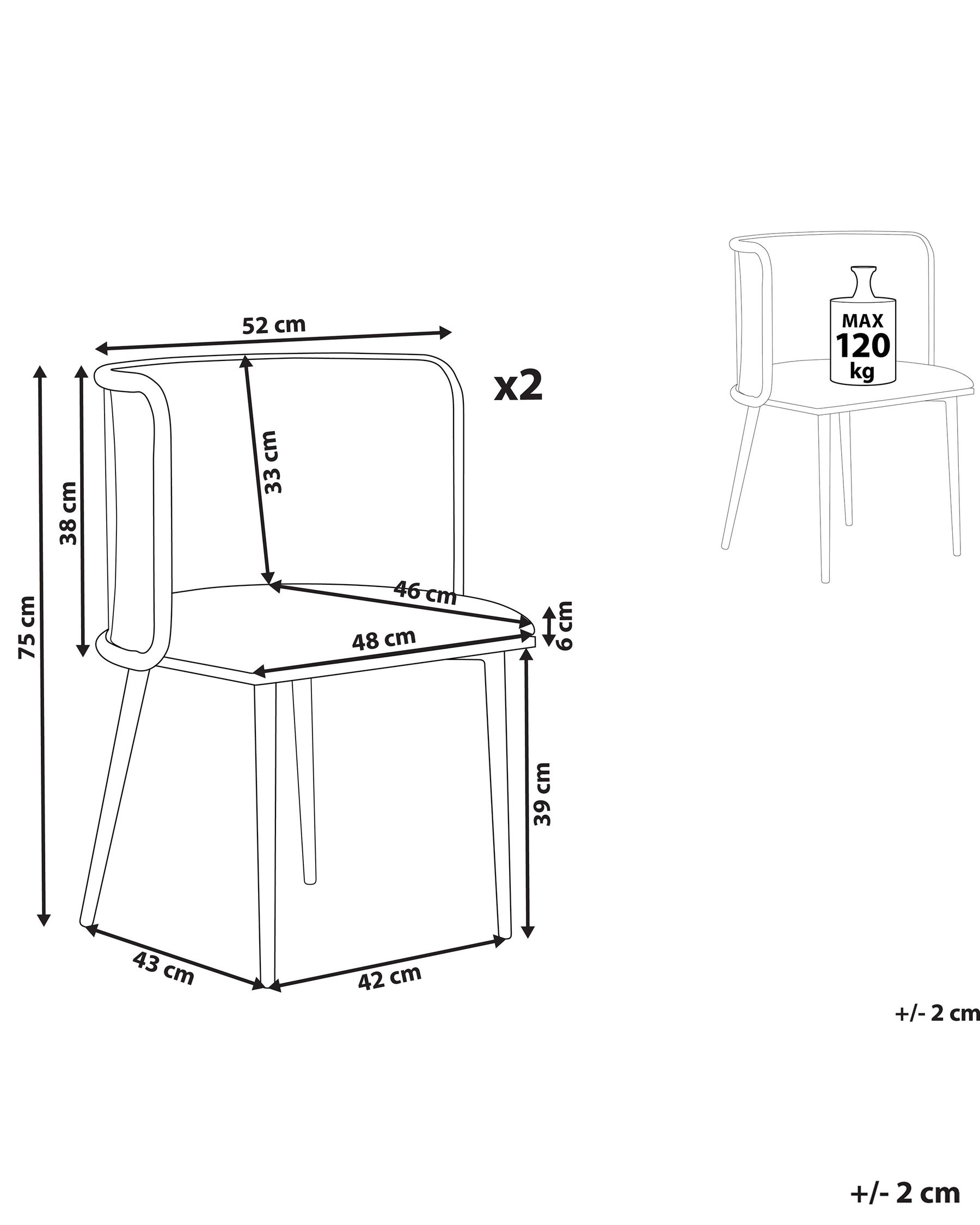 Esszimmerstuhl 2er Set KOBUK Metall Hellbraun_888095