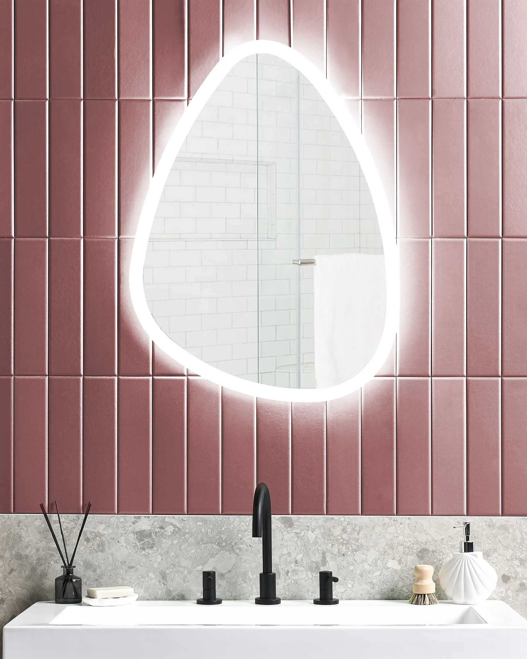 LED-Badezimmer-Spiegel BETHUNE 58 cm 78 cm Silber_844388
